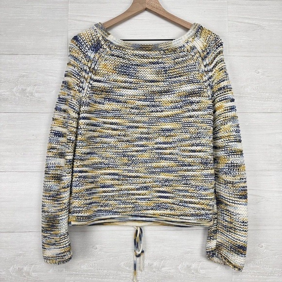 Theory Coella Knit Sweater Size Small Denim Mix Soft Chain Drawstring‎ Boatneck - Picture 8 of 16
